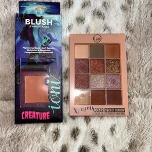 Ioni blush and jkat eyeshadow some colors swatched